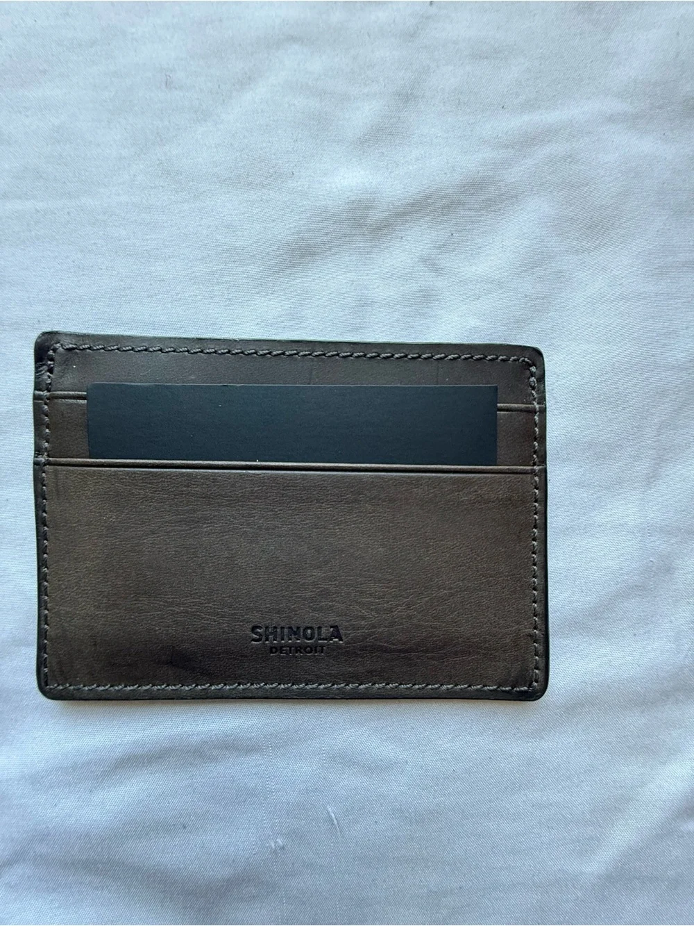 Shinola Detroit Charcoal Navigator Leather 6 Pocket Card Case